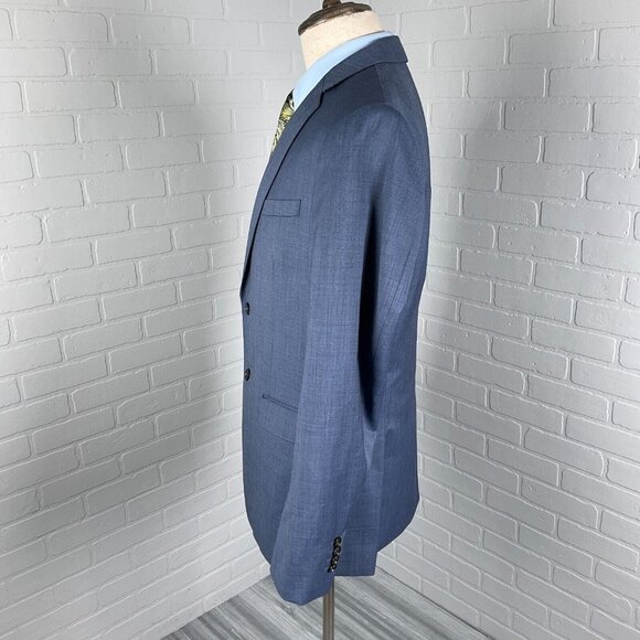 Marzotto Banana Republic Blazer Men 42R Blue Modern Slim Super 100s Wool Jacket - Picture 4 of 15